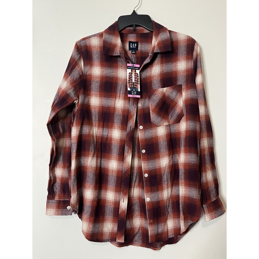 GAP Mens Flannel Shirt Small Plaid Long Sleeve Casual Button Down NEW‎